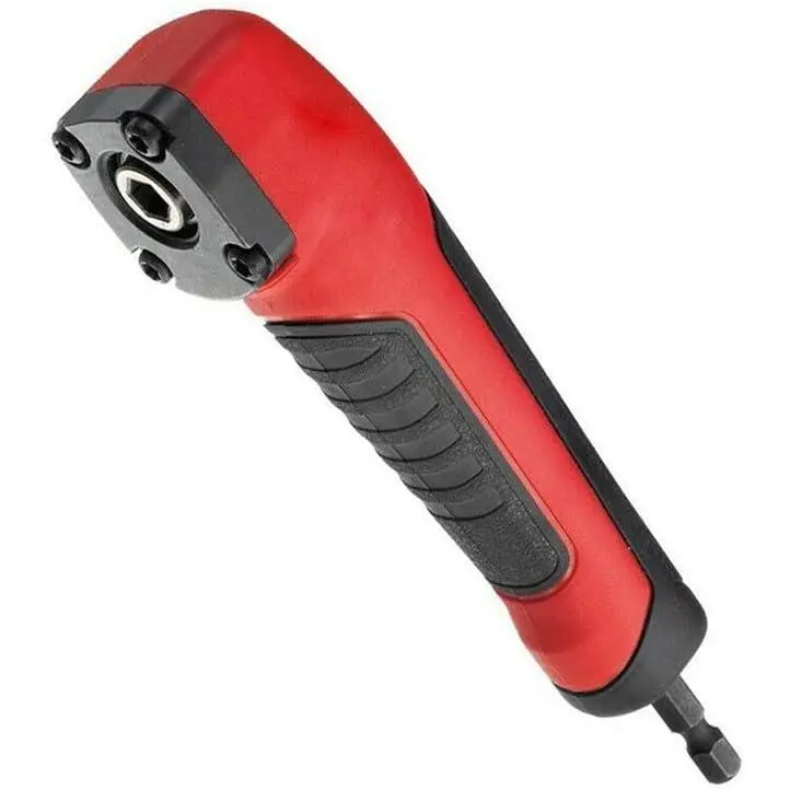 Right Angle Drill Attachment for Corner Drilling, Electric Repair ABS Handle Socket Adapter, Shockwave Duty 90-Degree Corner Device (Red, Black)