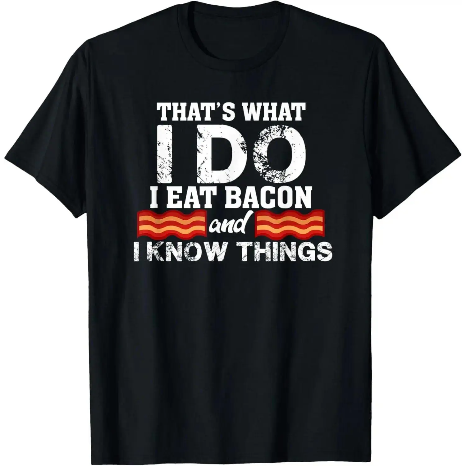 Women's 'I Eat Bacon' Funny Graphic Tee, 100% Cotton Vintage Distressed Print Short Sleeve Round Neck Casual Top, Shortsleeve, Tops, Elegant, Lady, Tshirt