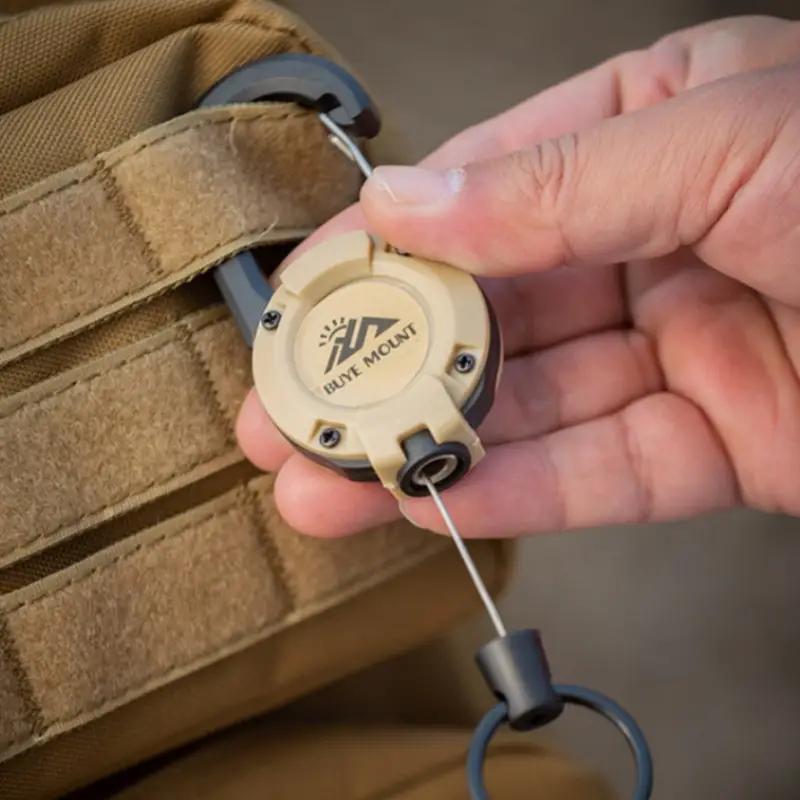 Outdoor Camping Tactical Easy Pull Buckle Hook Carabiner, 1 Count Multifunctional Retractable Keychain For Camping Hiking (Logo Color Random), Gift