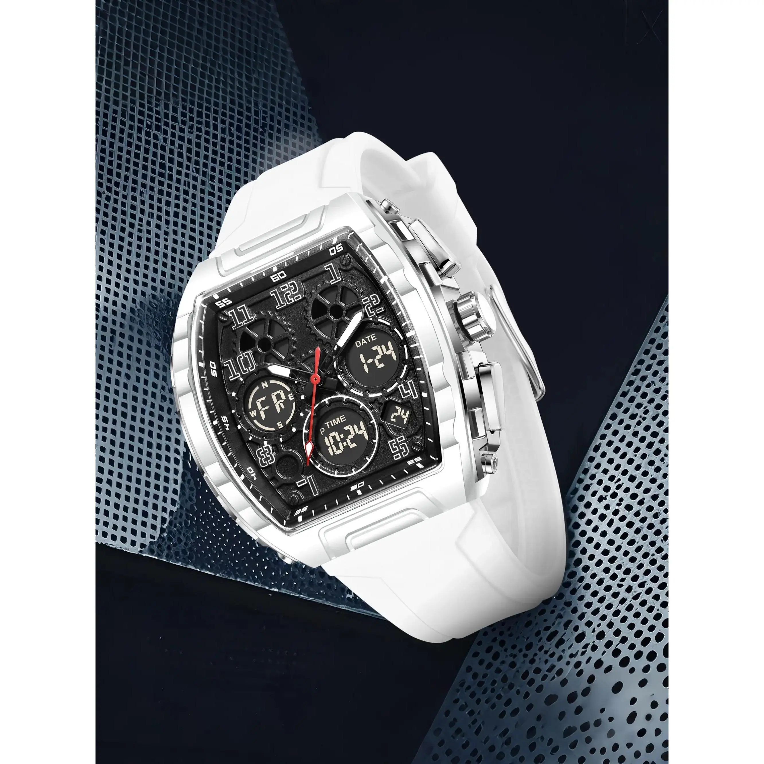 Foxbox Sporty Dual Display Watch for Men & Women, Analog-Digital Quartz Movement, Blue Band, Perfect Gift for All Seasons
