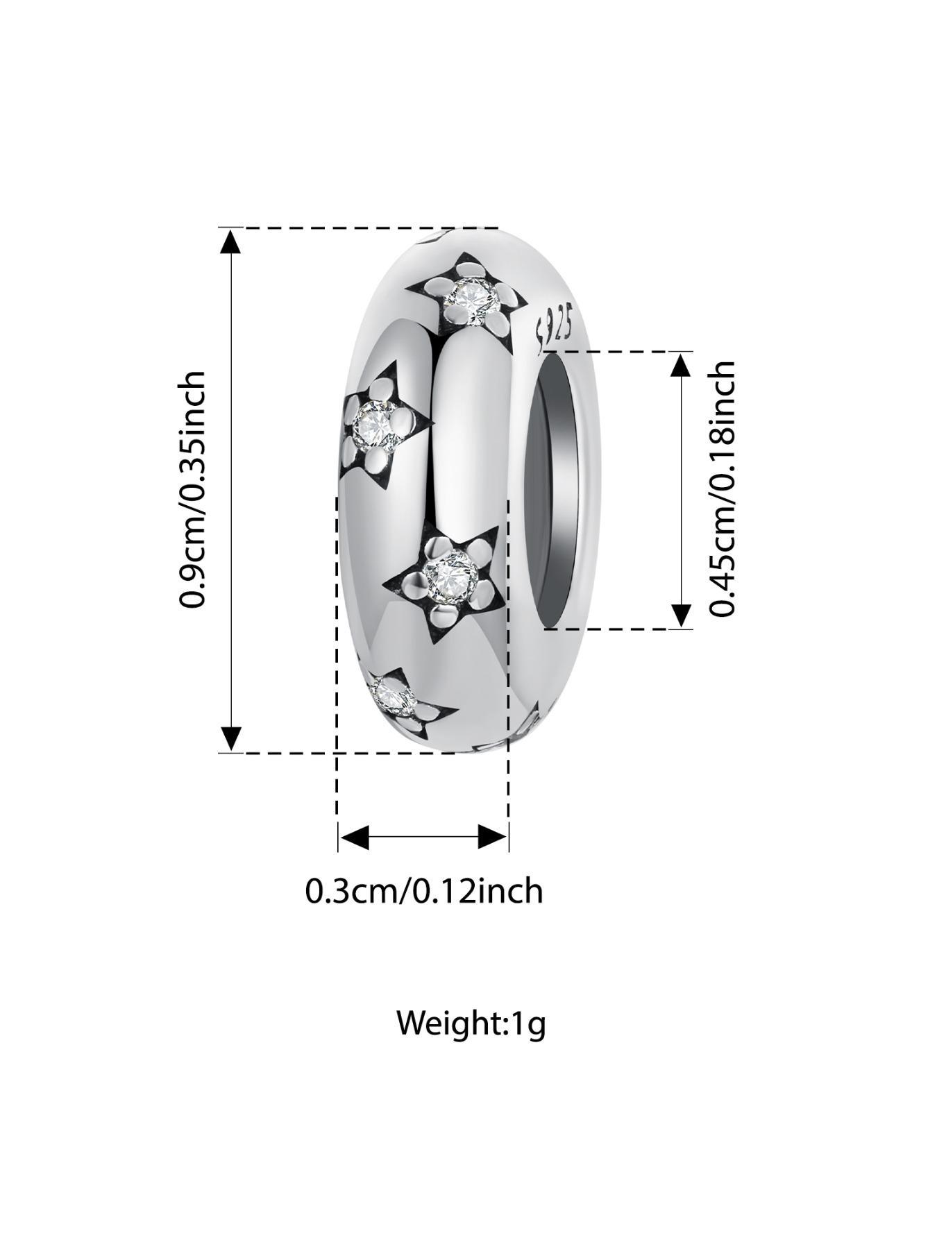 S925 Sterling Silver Star Design  Bead, Fashionable Diy Bead for Necklace & Bracelet, Trendy All-match & Exquisite Diy Jewelry Accessories for Birthday Gift