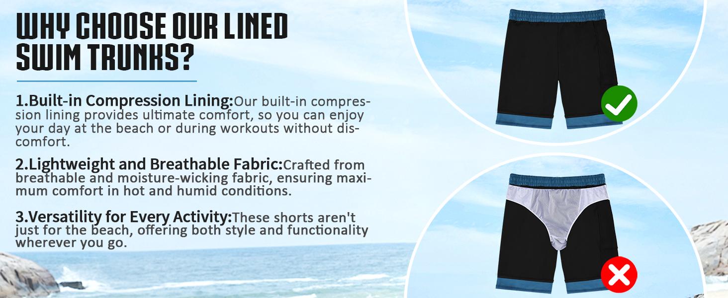 Mens Swim Trunks with Compression Liner 5 Inch Inseam Quick Dry Swim Shorts Mens Swimsuit Board Shorts with Pockets Mens Swim Trunks with Compression Liner 5 Inch Inseam Quick Dry Swim Shorts Mens Swimsuit Board Shorts with Pockets