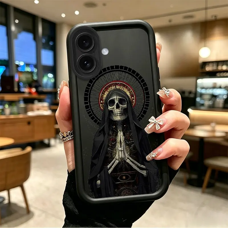 Phone case for iphone 17 16 16PLUS Shockproof Gift TPU Praying Santa Muerte Skull Phone Case Drop-Resistant Protection Celestial Eye Layered Phone Case BOJTMMEK