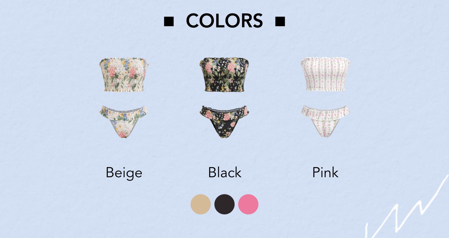 Cider Bandeau Floral Shirred Lettuce Trim Bracelet Bikini Set SpringStatements