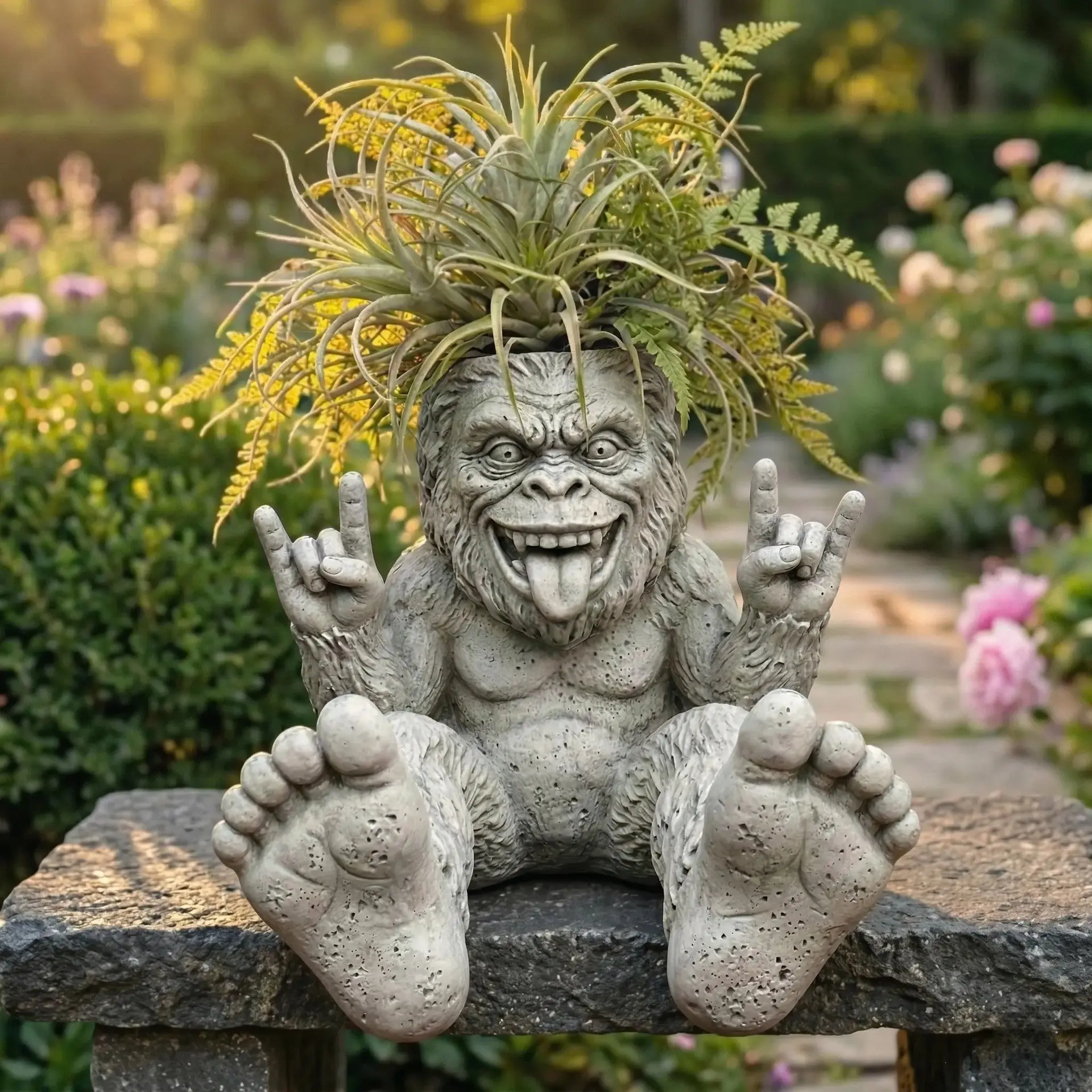 Bigfoot Rock on Rebel Garden Planter, Unique Decorative Flower Pot, Stylish Outdoor Ornament, Perfect for Gardens and Patios