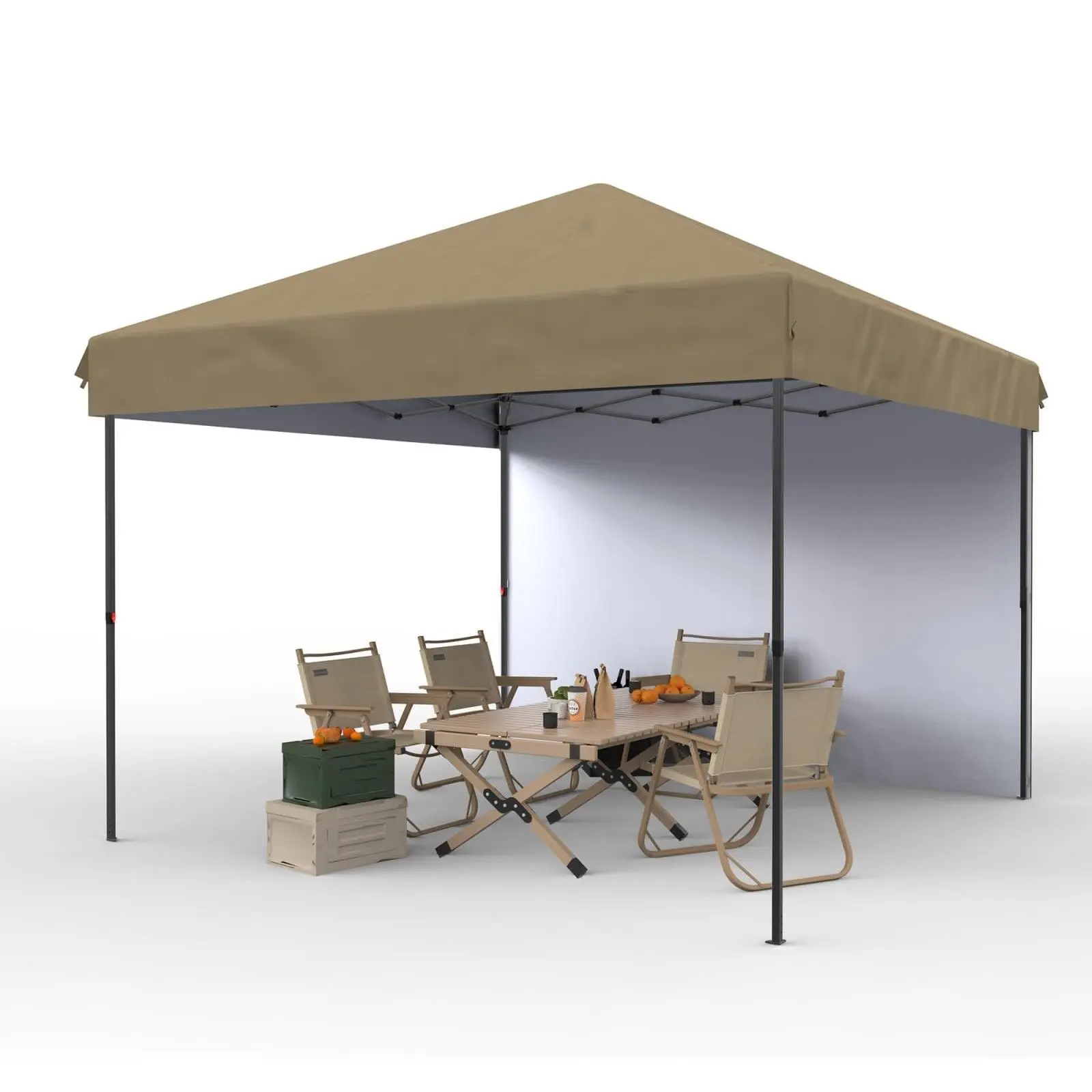 GARVEE10 x 10 FT Pop Up Canopy Tent with Sidewall, Khaki Outdoor Shade Shelter with Waterproof Cover for Patio, Party, Camping, Backyard & Events