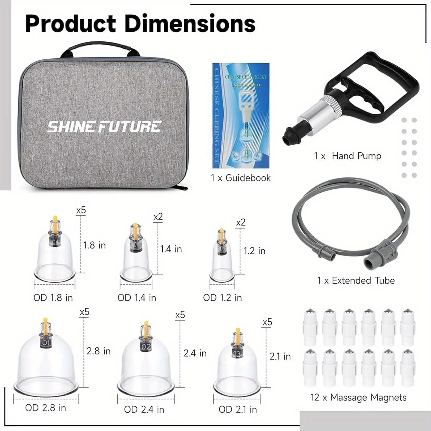 24 Cups Cupping Acupuncture Set with Pump, Electric Cupping Set Professionally Chinese Cupping Kit for Massage with Extension Tube for Massage