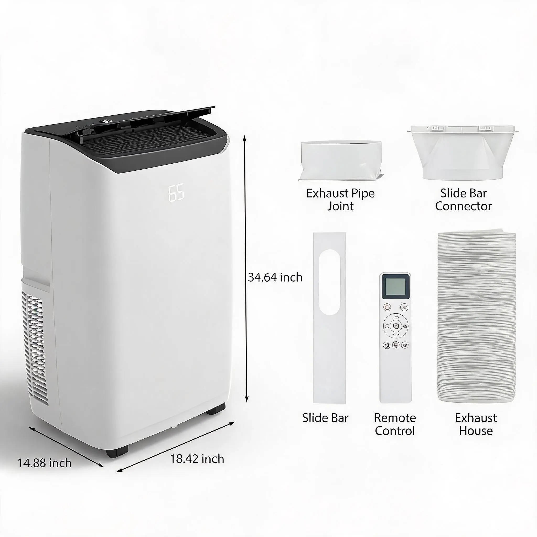 14000 BTU Portable Air Conditioner – 3-in-1 AC Unit with Cooling, Dehumidifier & Fan – Covers Up to 750 Sq.ft – Includes Remote Control, 24H Timer, Washable Filter, Window Kit & Rolling Wheels