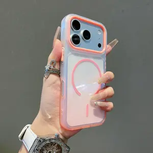 TPU gradient anti-collision and anti-fall with lens protection magnetic phone case suitable for iPhone17 16 15 14 13ProMax magnetic phone case compatible with MagSafe