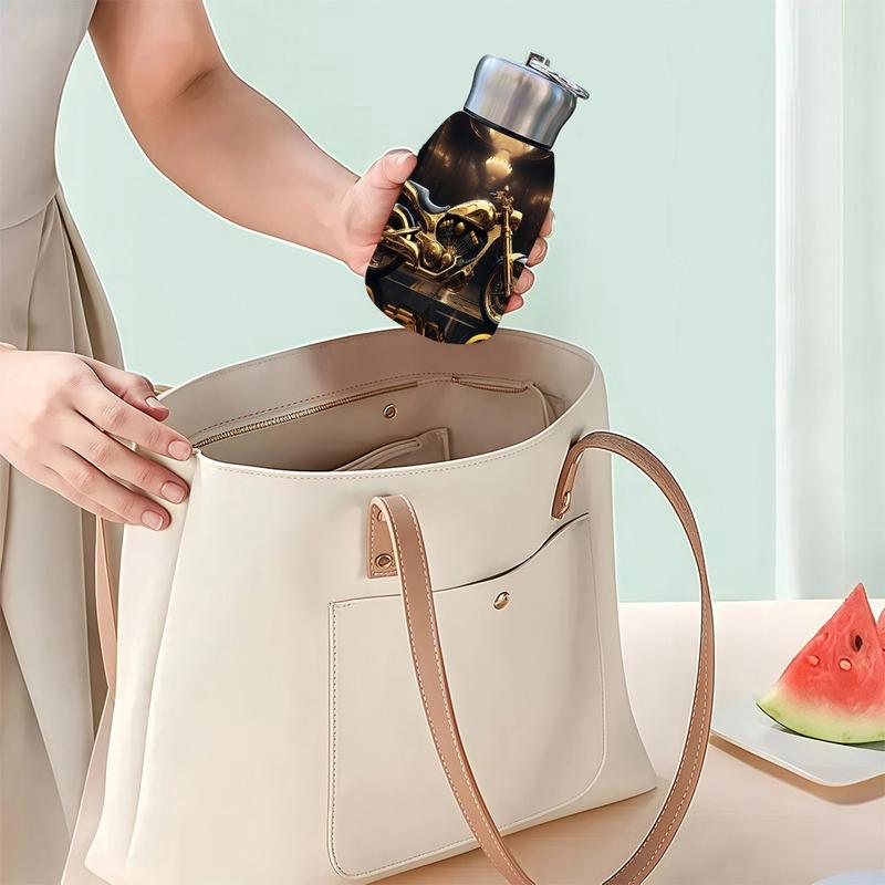 1pc 10.5oz Stainless Steel Tumbler - Leak-Proof, Insulated, Reusable, Hand Wash Only, Chic & Practical, Golden Cruiser Majesty Art Design, Perfect for Office, Camping & Holidays, Ideal Holiday Gift, Durable Drinkware, Office Essentials