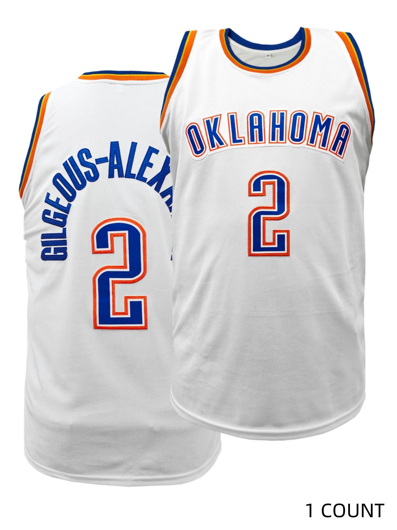 Men's Oklahoma #2 Basketball Jersey, Vintage Basketball Jersey, Lettering Embroidered V Neck Basketball Jersey, Breathable Comfortable Basketball Clothing for Outdoor Training