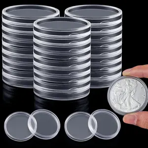 50 Pieces Silver Dollar Coin Holder 40.6mm Silver Bar Capsule Holders Coin Capsules for Collection Bar, Round