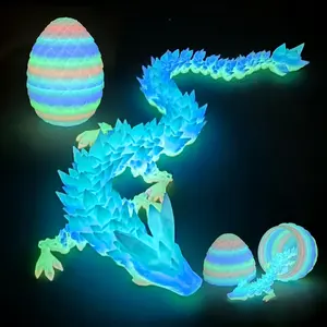 3D Printed Dragon Egg - Glow Rainbow - Large 12" Flexible Crystal Dragon with Egg, Desk Pet Fidget Toy, Christmas Stocking Stuffers, Birthday, Graduation Gift for Kids, Teens & Dragon Loversfidget toys