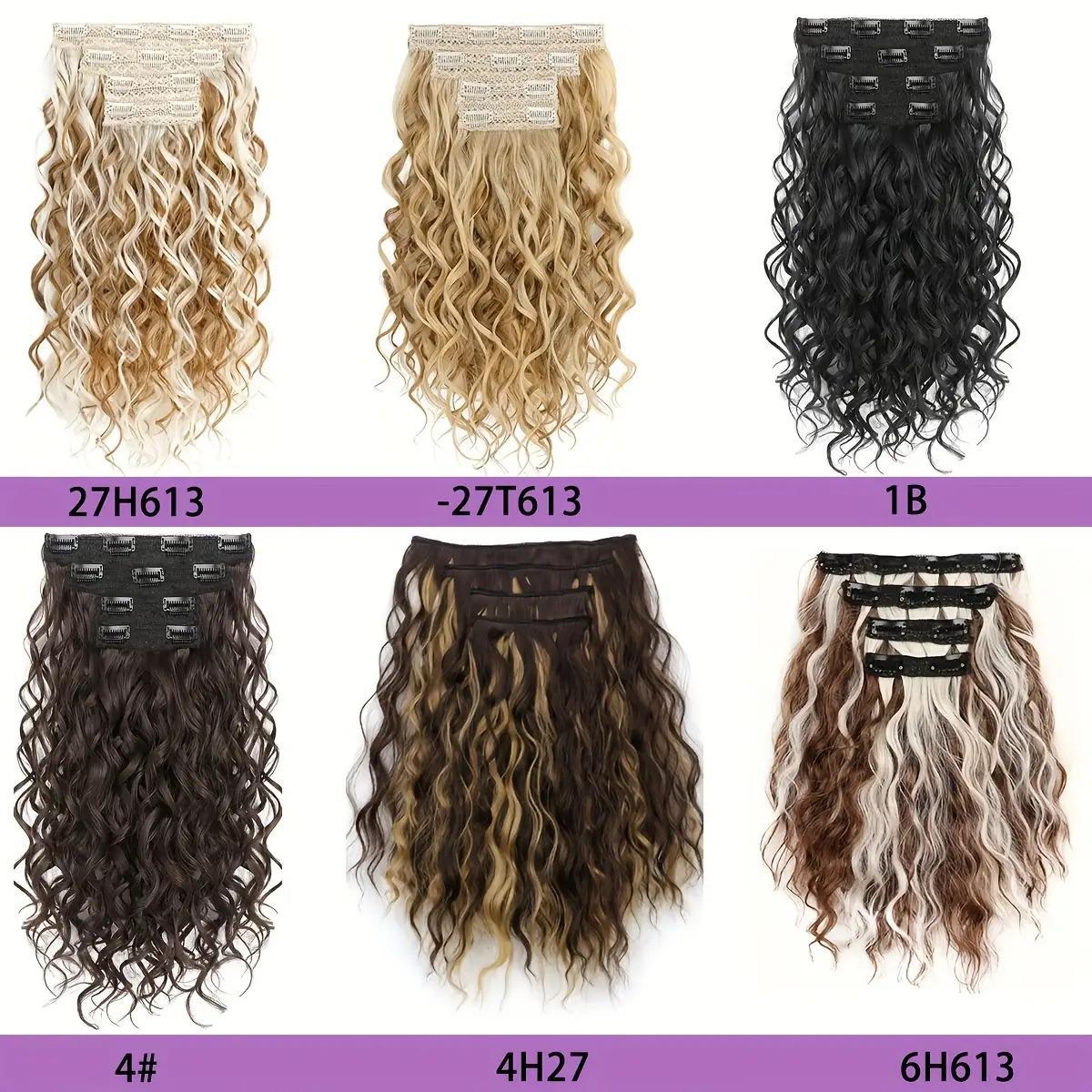 Clip In Hair Extensions Long Curly Wavy Black Layered Texture Natural Soft Heat Styling Friendly Secure Clips For Women Daily And Special Occasions