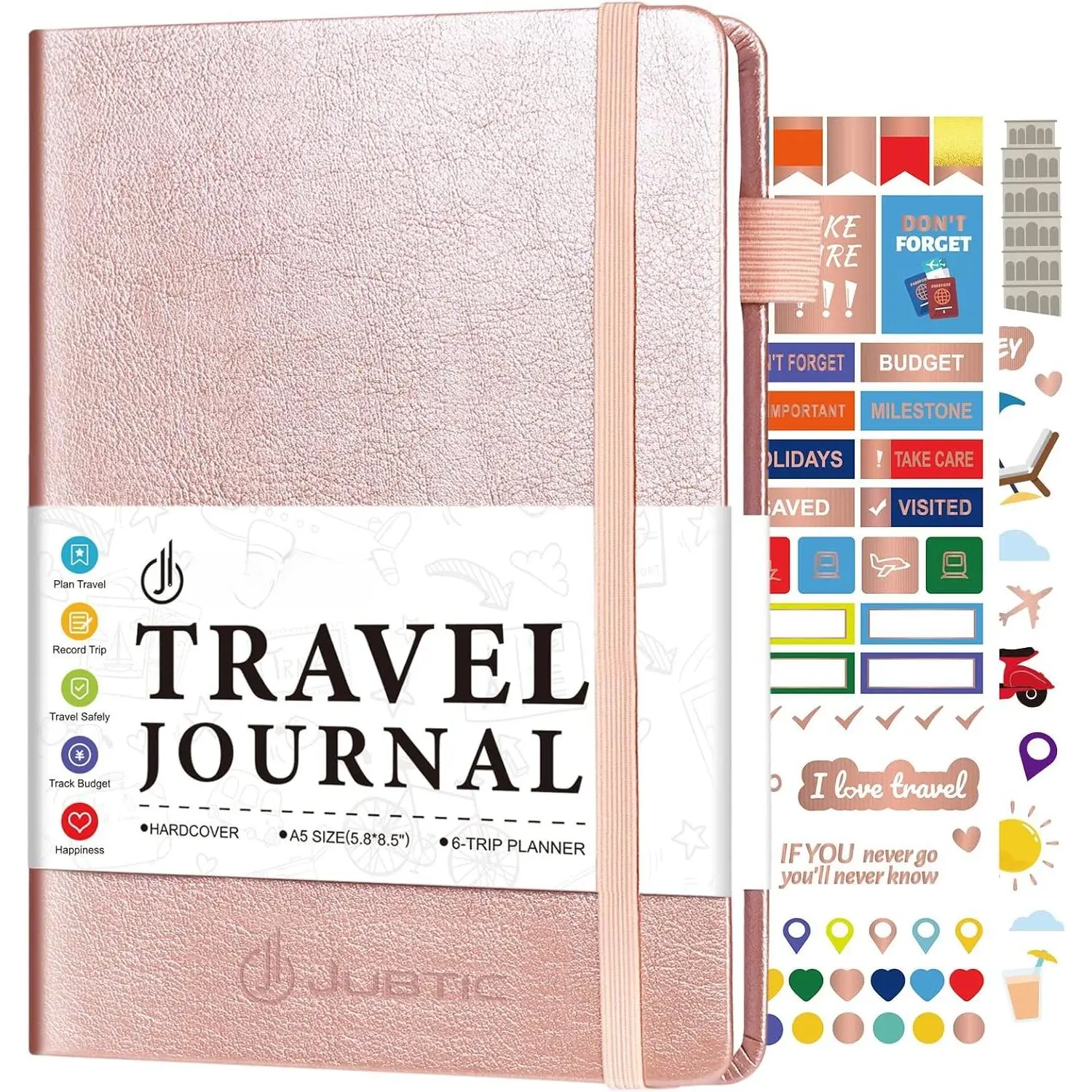 A5 Travel Journal & Planner with Budget Tracker, Checklist, Stickers & Organizer - 6-Trip Trip Diary Notebook for Women & Couples | Office Stationery Personal Organiser