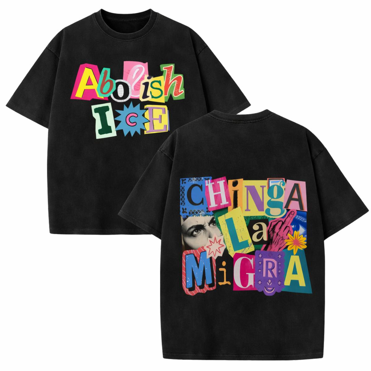 ICE OUT Anti ICE Graphic T-Shirt |   Magazine Letters Double-Sided 100% Cotton Vintage Washed Unisex Tee |   Human Rights Immigrant Advocacy Breathable Top