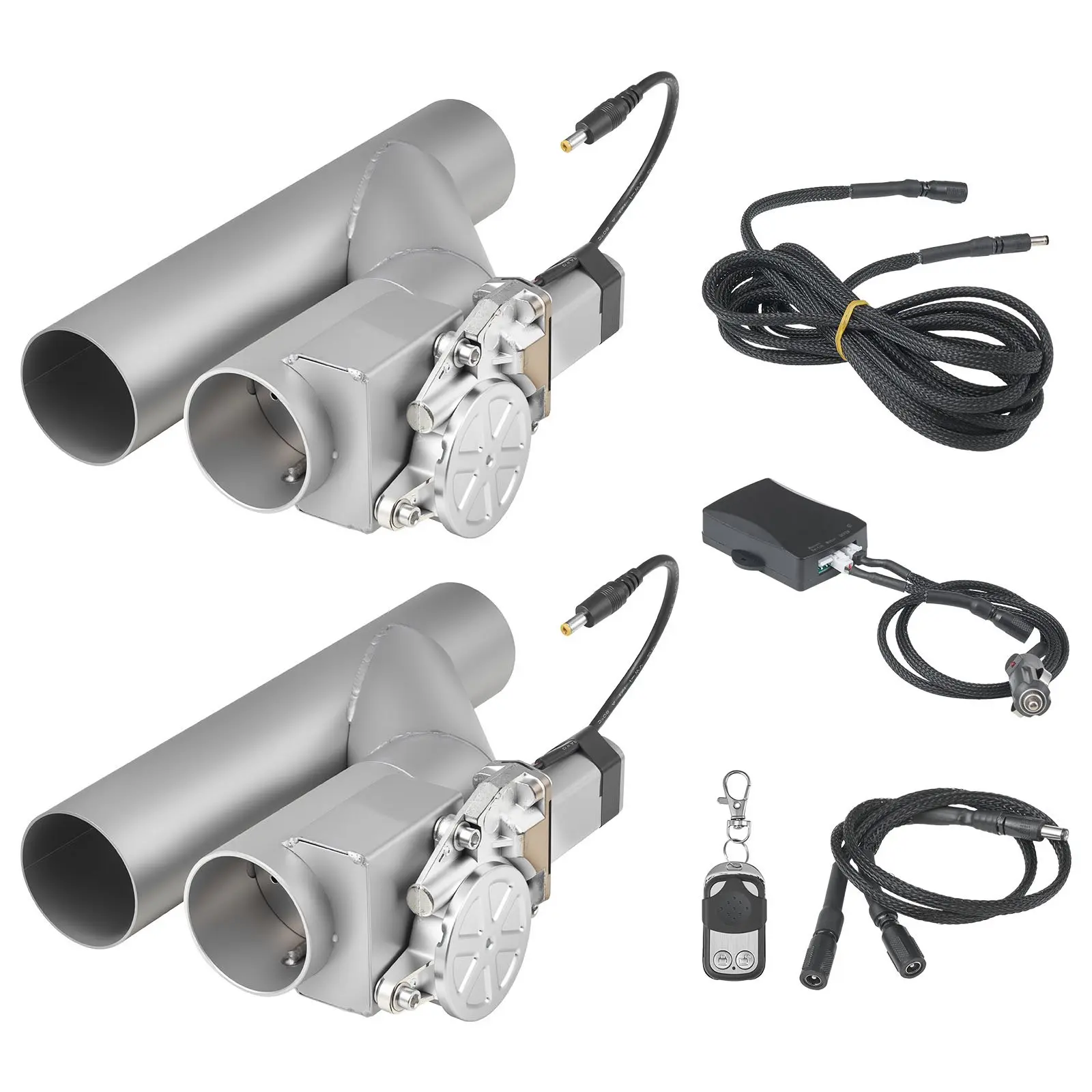 【DealsForYouDays】VEVOR Electric Exhaust Cutout, 2.5 Inch 2PCS Universal Stainless Steel Exhaust Valve Kit with One Controller Remote Kit, Cut Out Valve, Y Pipe, Remote Control, Fits Trucks, Sedans, Sports Cars, SUVs