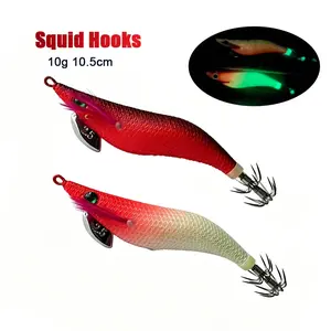 Squid Hook UV Reflective Lure, 10g 10.5cm Slow Sinking Sea Fishing Octopus Cuttlefish Glow Bait, Night Vision Fishing Gear