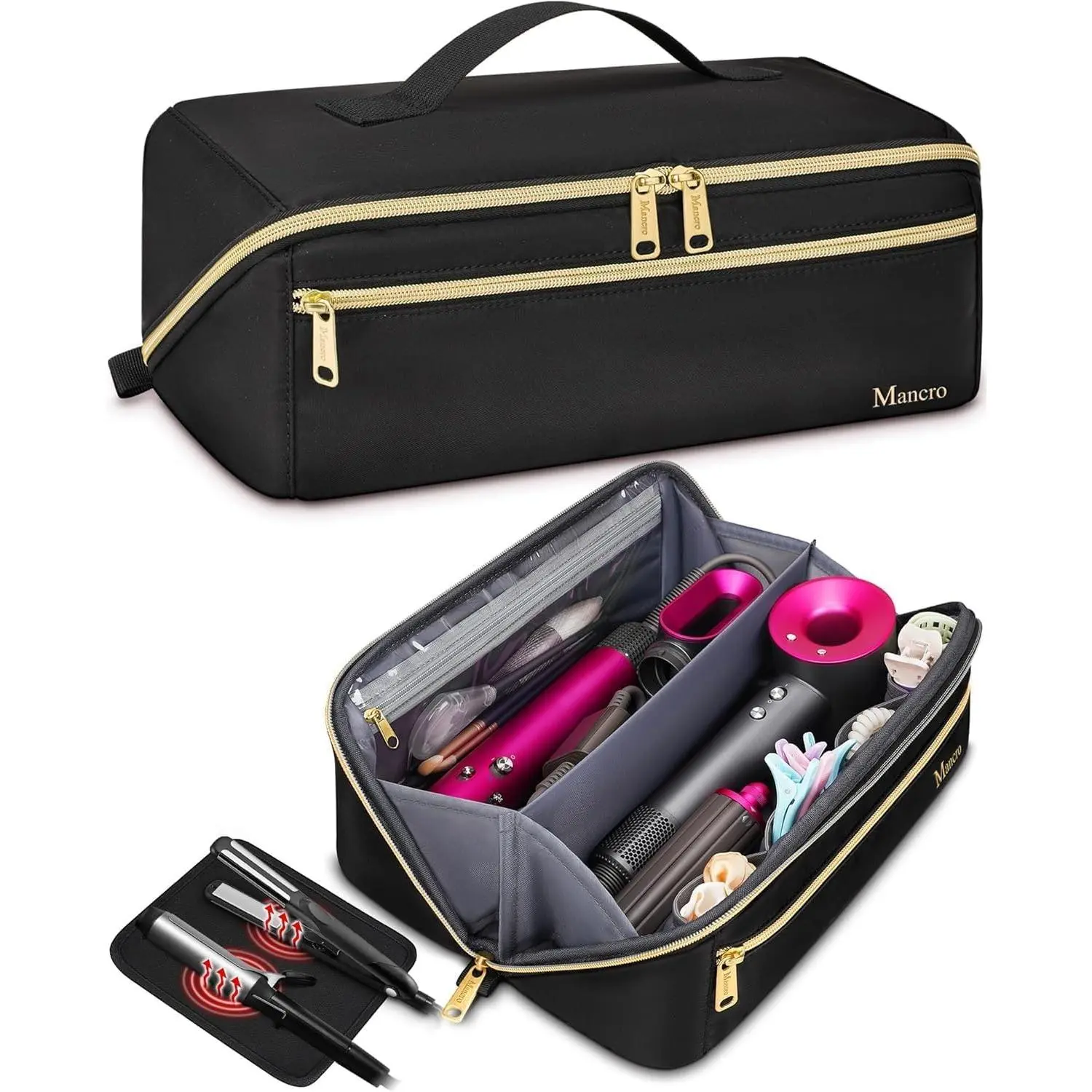 Hair Tools Travel Bag Compatible with Shark Flexstyle, Wide-open Hot Hair Tool Organizer with Separate Heat Resistant Mat, Hair Accessories Organizer for Straighteners, Curling IronGift.