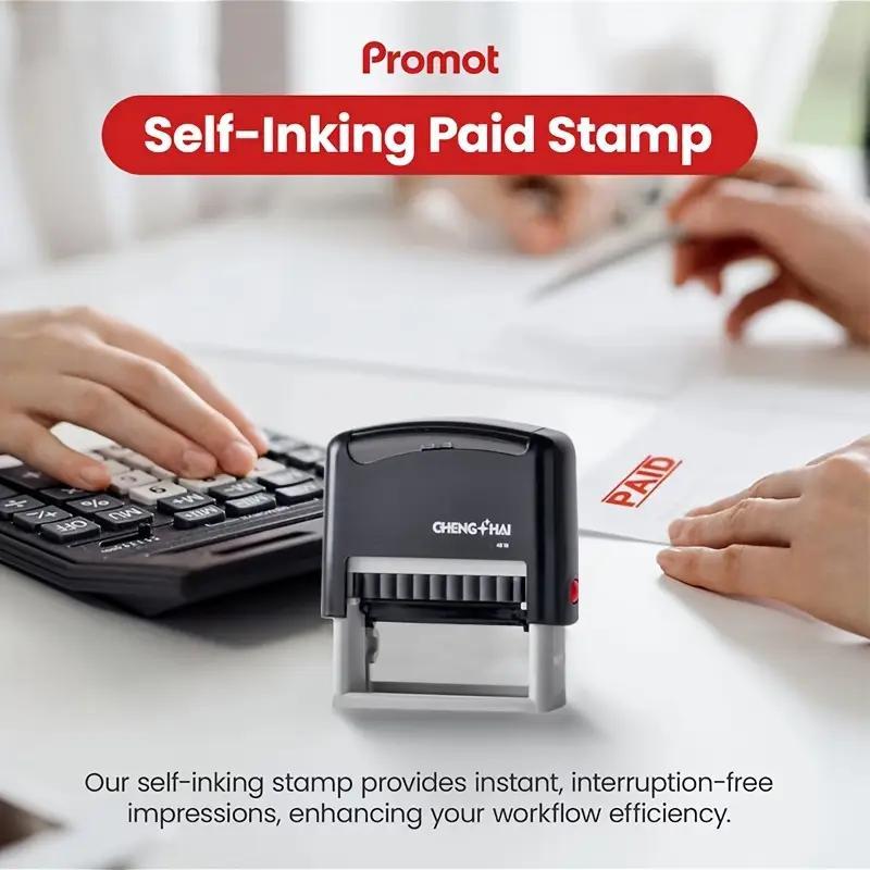 Automatic Ink Stamp for Office Use, Ink Enhances Print Quality, Rectangular Durable Plastic Design, Instant Workflow Solution, Booklet Stamps