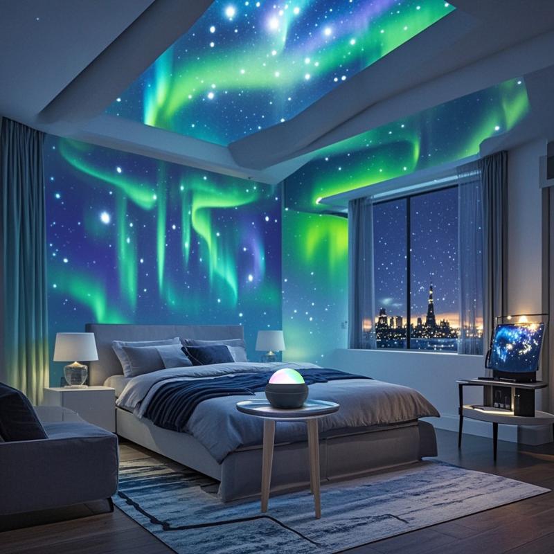 1pc2in 1 LED Northern Light And Ocean Wave Projector with Remote Control, Night Light Projector with 14 Light Effects for Bedroom/ Gaming Room/ Home Theater/ Ceiling/ Birthday/ Party