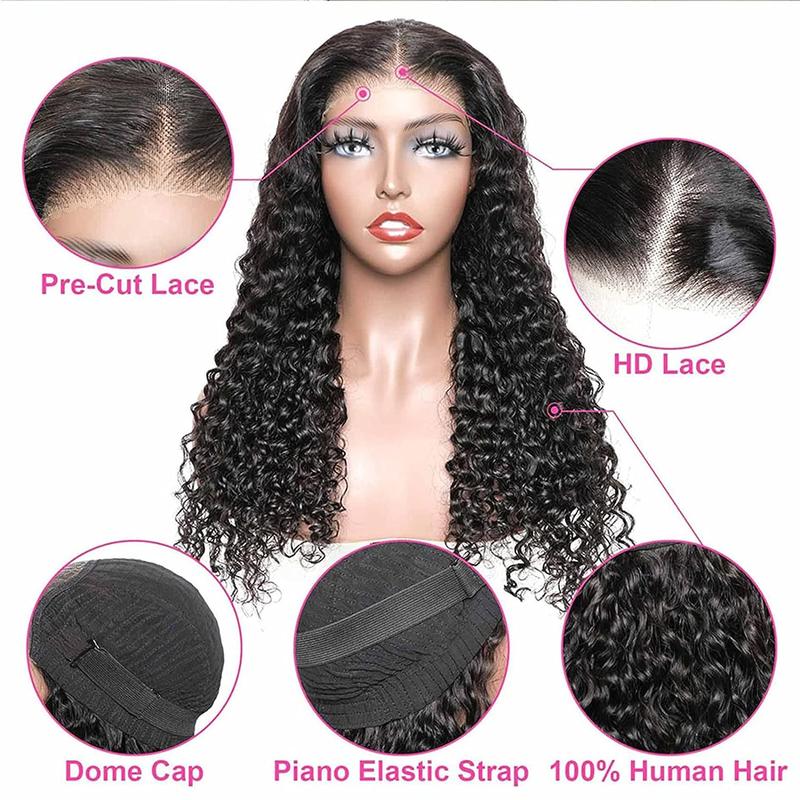 Bling Hair Wigs Deep Wave Glueless Ready to Wear 6x4 5x5 7x5 9x6 Lace Closure Wigs Human Hair Curly Water Wave Pre Cut Transparent Lace Wig For Women Pre Plucked Natural Hairline TikTokShopHolidayHaul