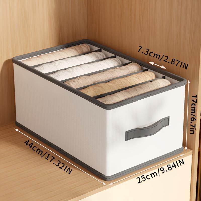 Foldable Drawer Storage Box with Dividers, Polyamide Material, Space-Saving Design for Clothes & Accessories, Ideal for Home & Dormitories