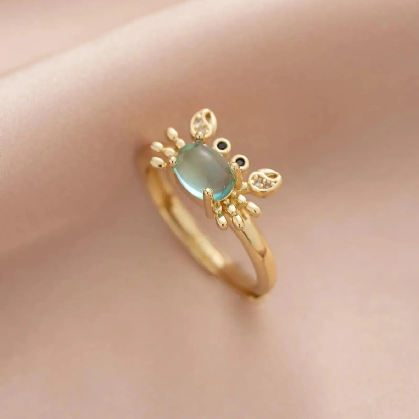 Cute Mini Crab Design Statement Ring, Gold Color Adjustable Rings, Unique Rings, Fashion Jewelry for Party, Daily Clothing Decor, Trendy All-match & Exquisite Jewelry for Birthday Gift, Trendy Jewellery Accessories