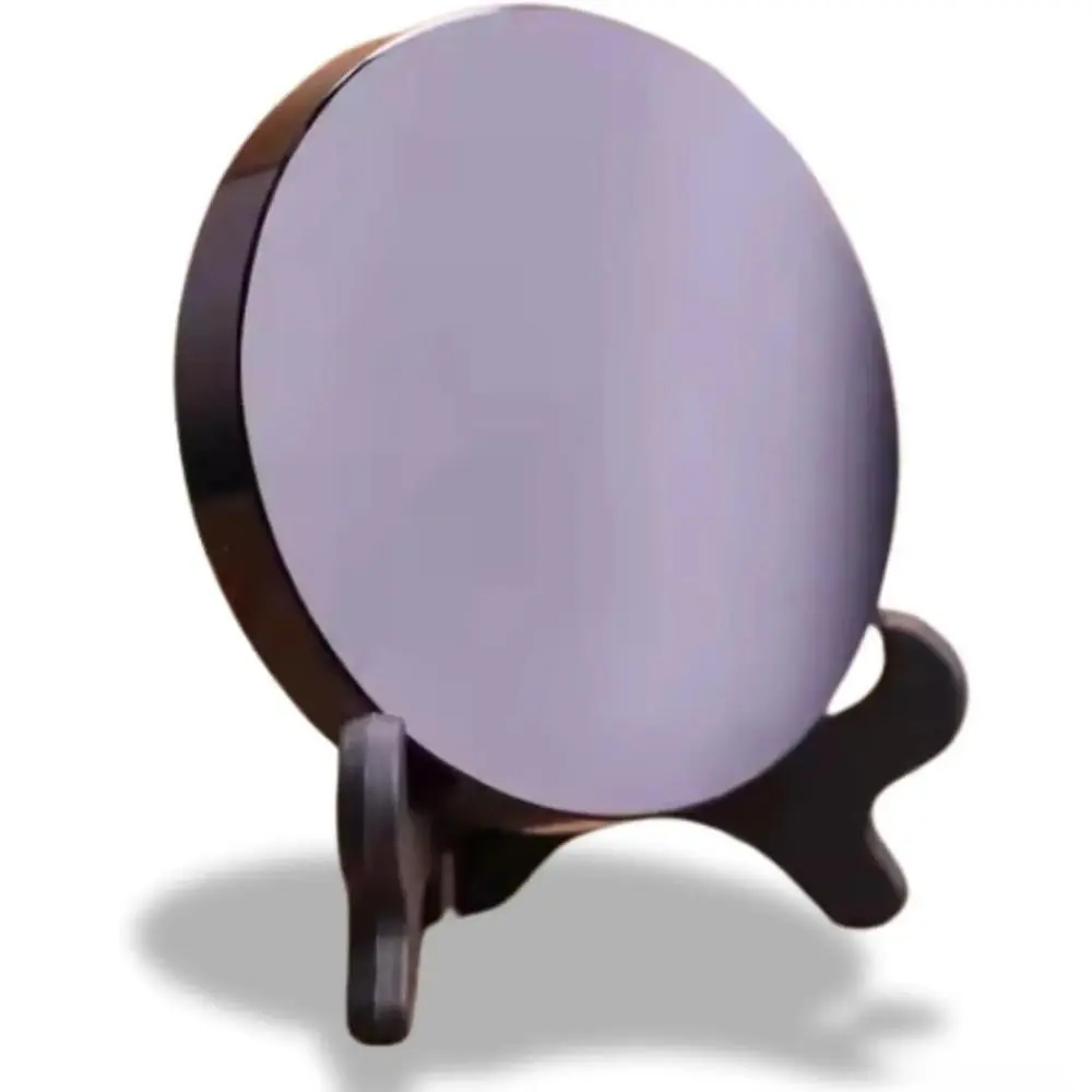 2026 New 3.15" Natural Black Obsidian Scrying Mirror, Healing Crystal with Wooden Stand, for Divination, Meditation, Witchcraft & Home Decor, Ideal Father's Day Gift, Velvet, Shadow, Glass, Set, Durable, Obsidian Stone, Rituals, Reflective