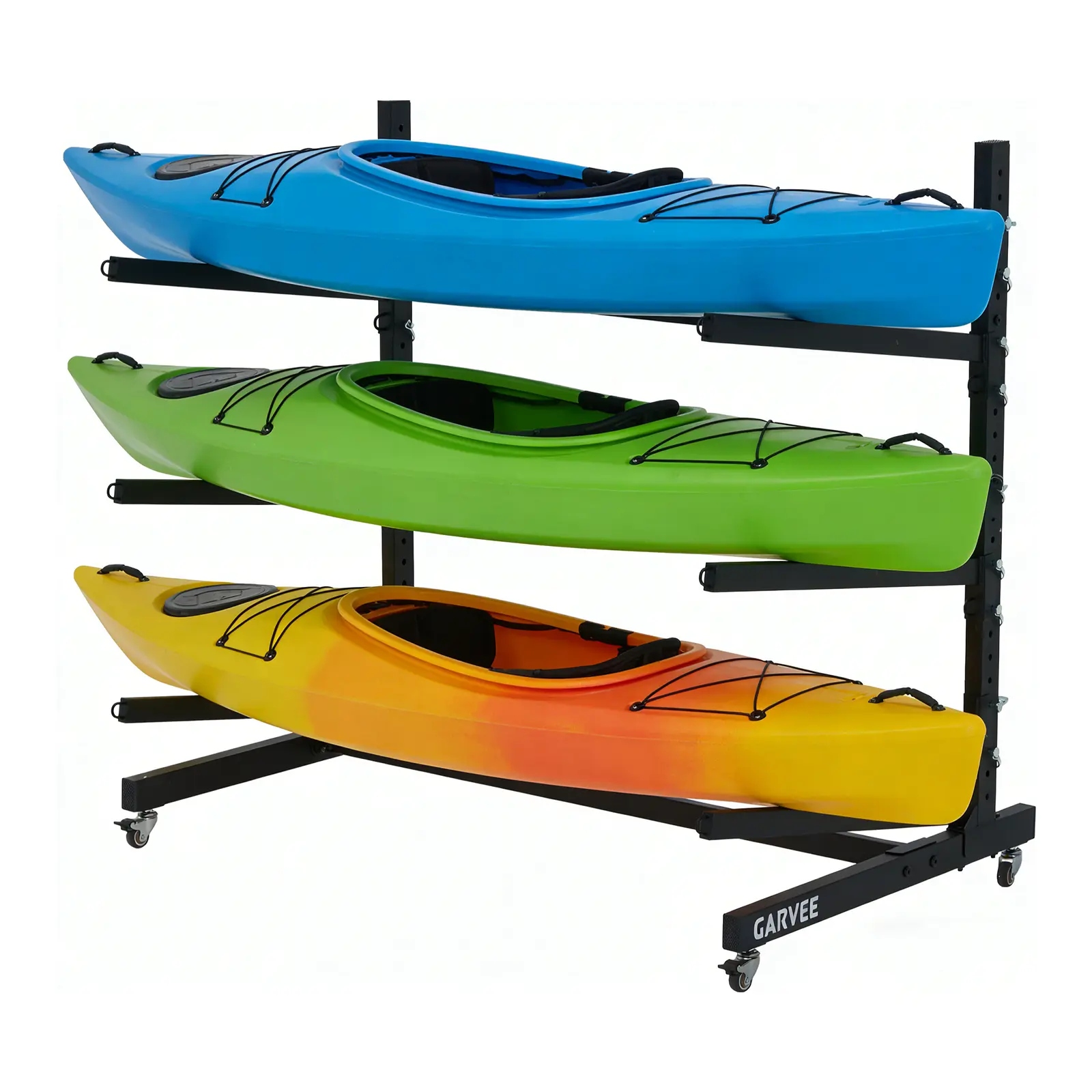 Heavy Duty Kayak Storage Rack – Freestanding 2/3/4-Tier Stand with Detachable Wheels, Rust-Resistant Organizer for Kayaks, Canoes, SUPs, Surfboards, Indoor/Outdoor Garage Solution, 2/3/4 Layers