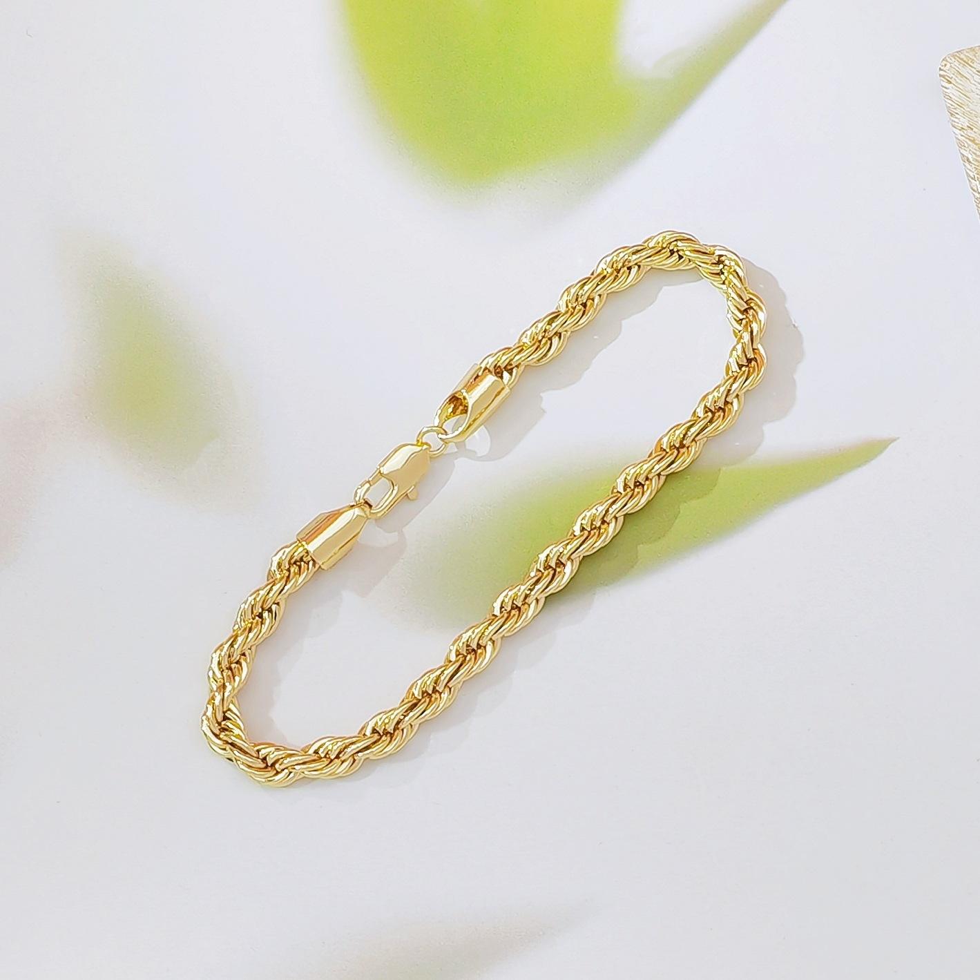 Gold Plated Twisted Rope Chain Bracelet for Women & Men, Punk Edgy Street Style Jewelry, Minimalist Bold Design with High-End Luxury Feel, Trendy Statement Bracelet for Daily Wear & Parties