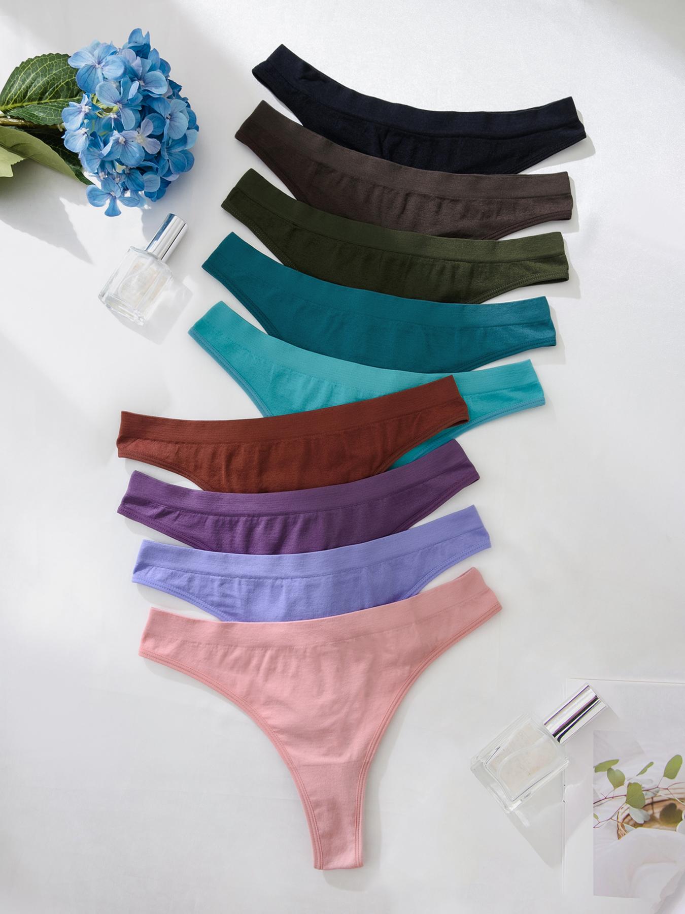 Women's Solid Color Seamless Thong, Casual Comfy Panties, Soft Comfy Breathable Panty for Daily Wear, Ladies Underwear for All Seasons