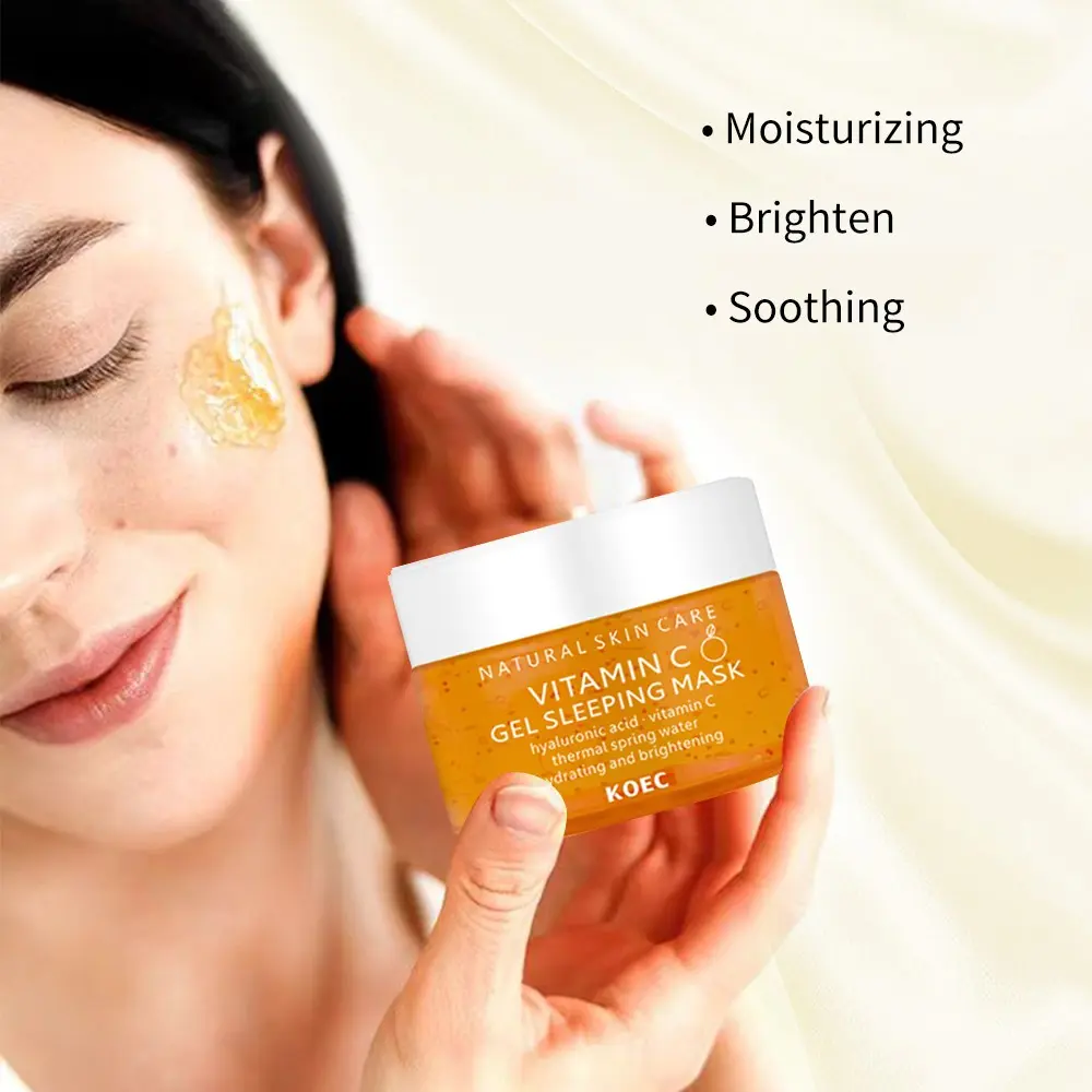 Vitamin C Gel Sleeping Mask, Overnight Moisturizing Sleeping Mask for Radiant, Firm-Looking Skin, Elasticity & Hydration, Event Glow & All Skin Types