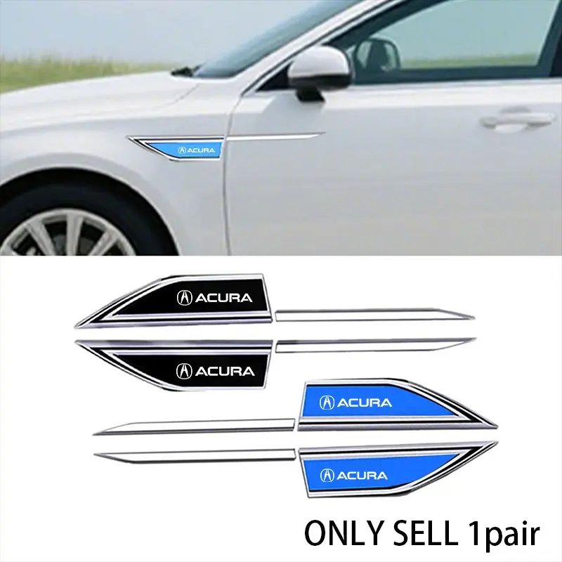 Metal Blade Side Sticker, Blue Dual Color 3D Leaf Decal, Universal Car Body Modification, for Acura Models, Car Accessories, Car Stickers, Car Decals
