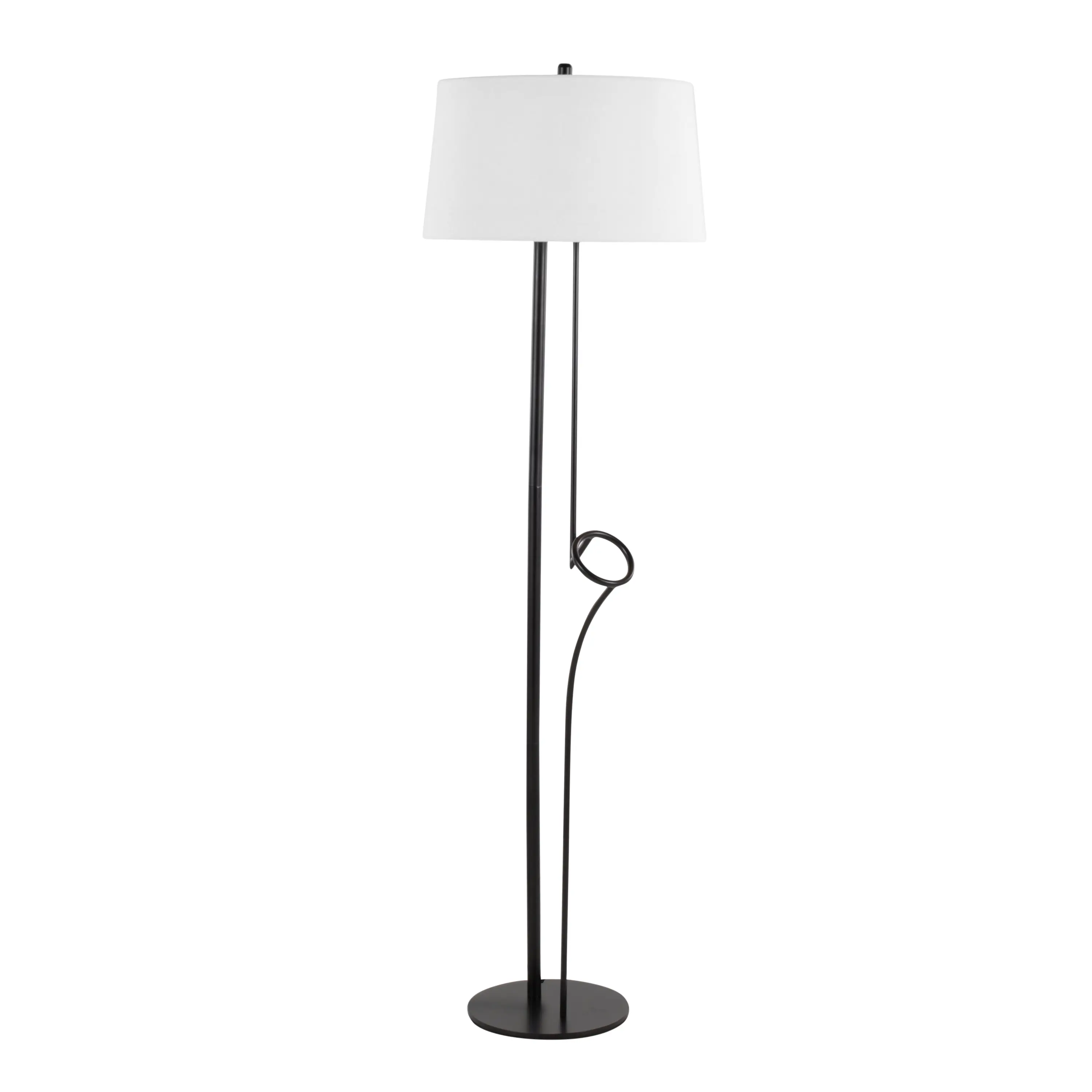 Nokaa Shadow Contemporary Floor Lamp Black Steel Frame White Linen Shade Modern Standing Light for Living Room Bedroom Office Reading Corner Decor, Mid-Century Minimalist Tall Lamp, 1 Pack, Home Furniture and Household Product Search Terms