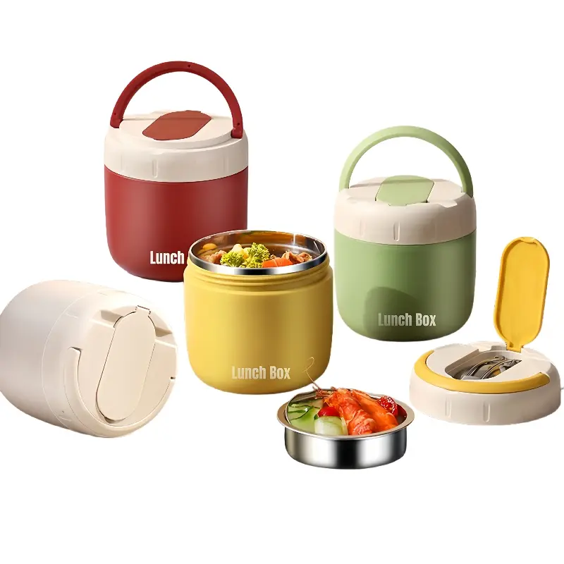 Kediikcos Stainless Steel Vacuum Insulated Food Container, 1.3L Leak-Proof Lunch Box, Reusable, School Office Camping Picnic