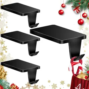 Christmas Stocking Holders for Mantle Set of 4 Heavy Duty Weighted Xmas Hangers Space-Saving Fireplace Decoration for Christmas Party Decor Black 4 Pack