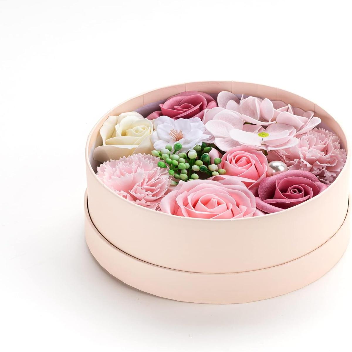 Luxury Beautiful Flora Scented Roses/Carnation Flower Bath Soap with Stem, Flower Soap in Gift Box, Gift for Birthday/Valentine's Day/Mother's Day (Pink)