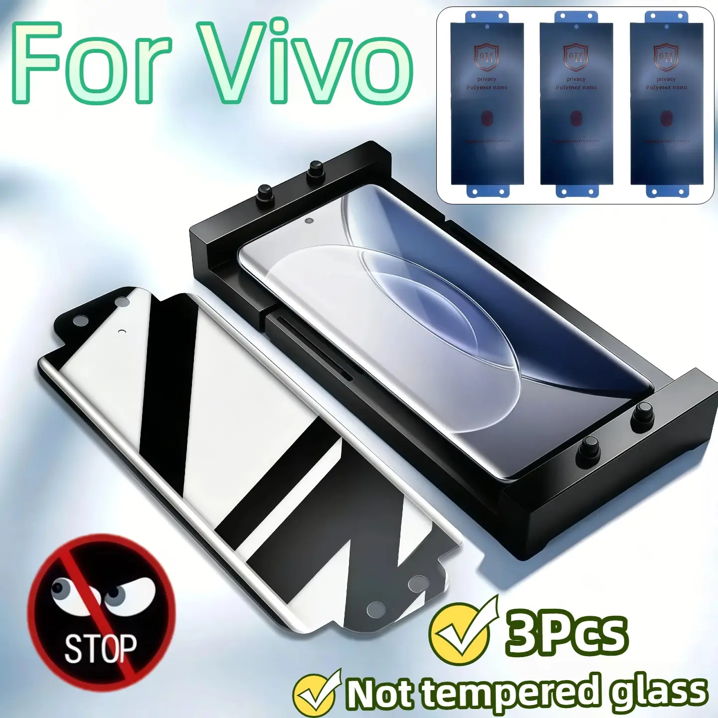 3-Pack Anti-Spy Ceramic Screen Protector for Vivo X100/x100 Pro/x50 Pro/x60 Pro, Easy Installation, Durable Scratch-Resistant