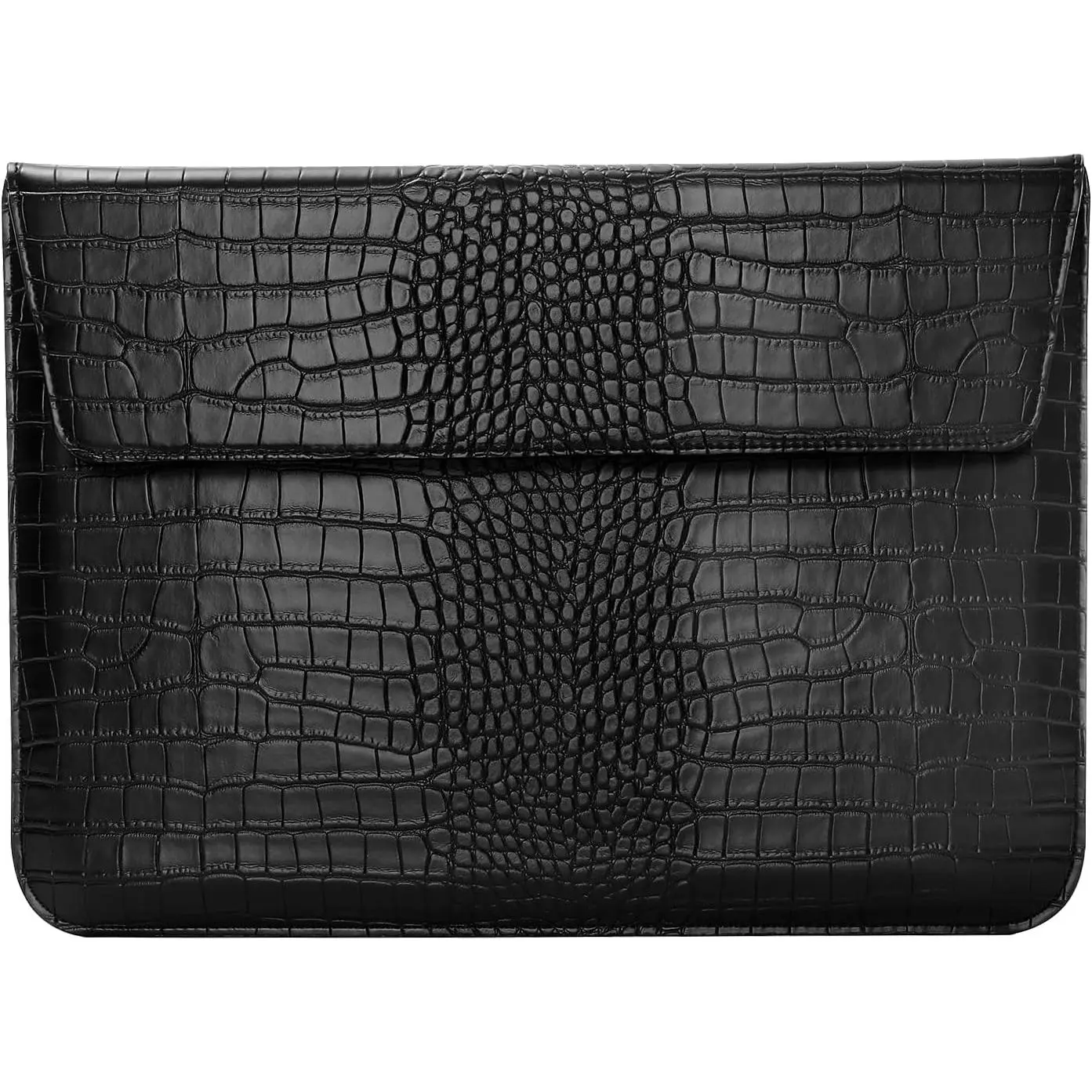Laptop Case 13.3 inch, 13-13.3 inch Laptop Sleeve Compatible with MacBook Air/Pro 13 / Pro 14, HP Dell ASUS Lenovo Notebook, Crocodile Grain PU Leather Flap Case Bag, Black