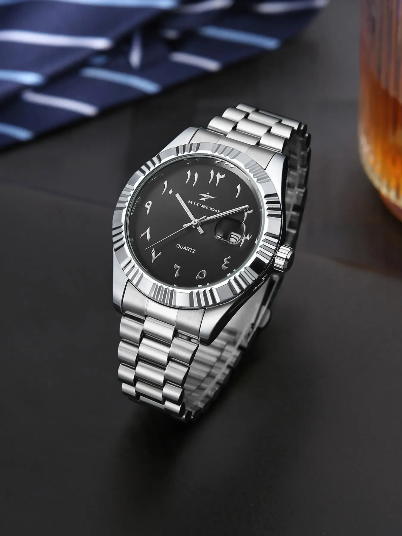 Men's Business Watch, Durable stainless steel, Silver-tone alloy case, Classic Arabic numeral design, Durable and stylish timepiece, Quartz Analog Watch, Business Quartz Watches