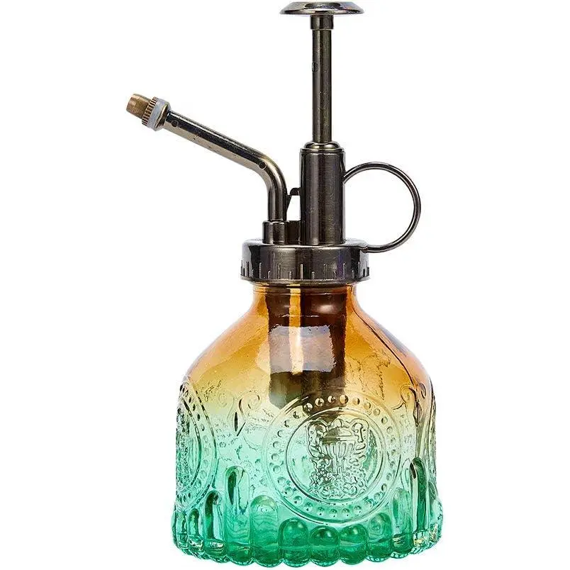 Glass  Mister  Bottle,   Spritzer, Succulent Watering Bottle with Top Pump, Small  Sprayer Mister Watering Can for Indoor Outdoor Houseplant - Green Brown Gradient