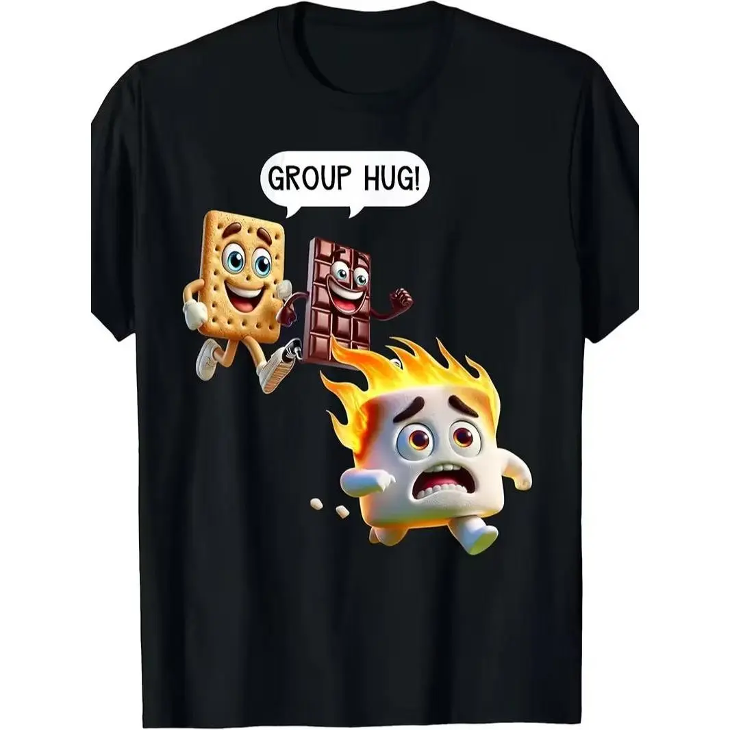 Funny Smores Group Hug Marshmallow Novelty T-Shirt Short Sleeve