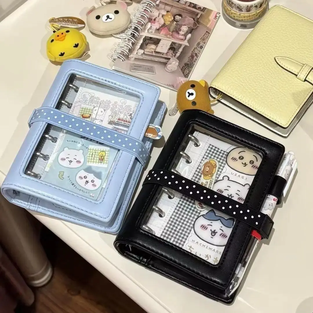 Korean A7 Leather Loose Leaf Notebook Student Portable Pocket Book Detachable Schedule Notebook Journal Notebook Cute Diary