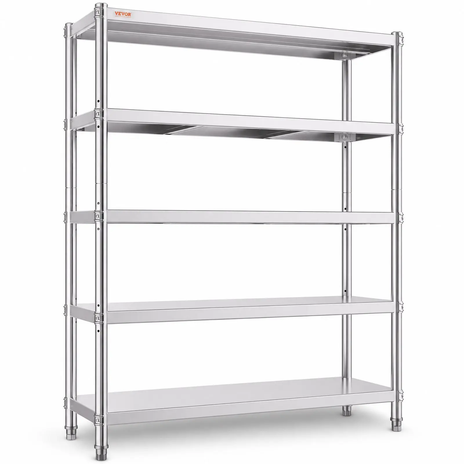 VEVOR Stainless Steel Shelves 48x18.5 Inch 5 Tier Adjustable Shelf Storage Unit Stainless Steel Rack Shelving Heavy Duty Shelving for Kitchen Commercial Office Garage Storage 330lb Per Shelf