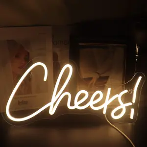 LED Cheers Neon Sign  Light Up Signs for Bedroom   Room  Bar Club Pub Hotal Desk Wall Art Decorations Party Light(Warm white)