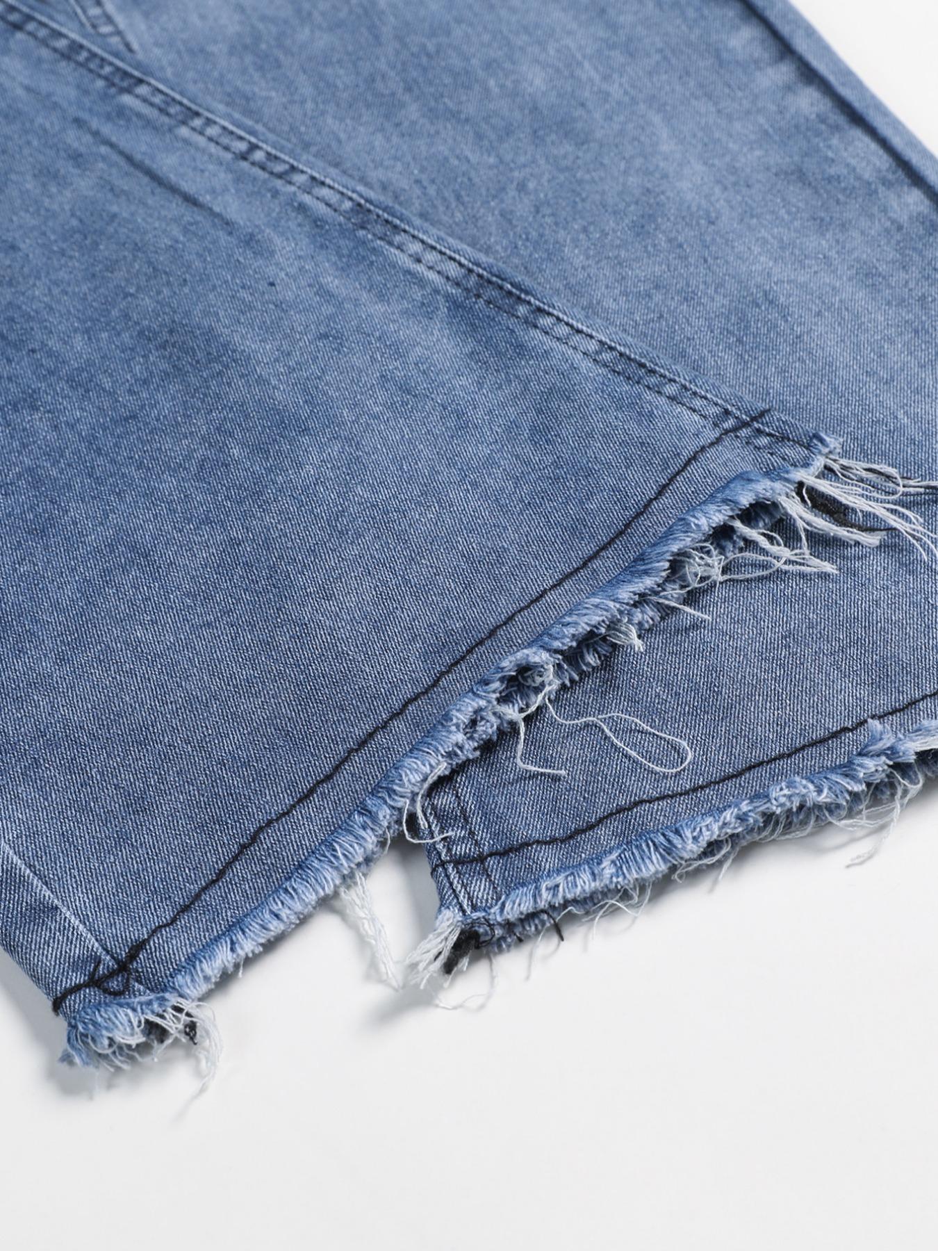 Men's Solid Color Flare Leg Jeans, Street Fashion Casual Comfy Denim Pants for Daily Wear, Mens Bottoms for All Seasons, Streetwear