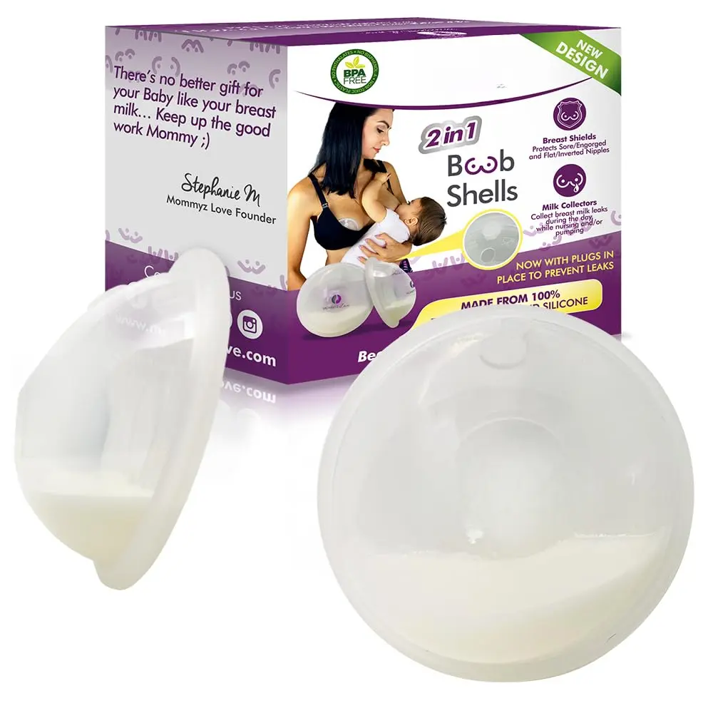 Breast Milk Catcher to Relieve Cracked Sore & Engorged Nipples - Breast Shells Milk Collector for Leaking Milk 2 Pack
