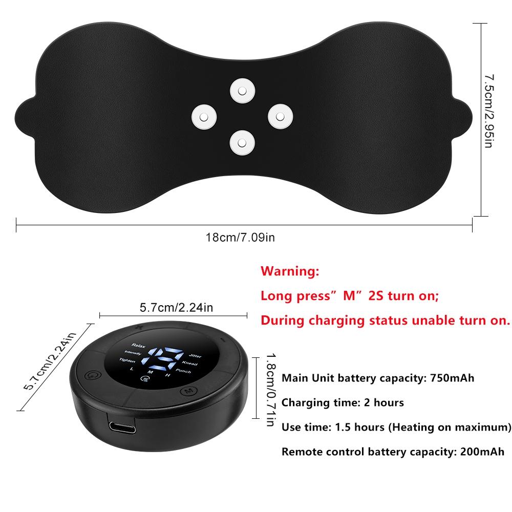 Heated Massage Patch with 3 Temperature Settings, 6 Modes Shoulder Neck Back Waist Leg Muscle Relaxation Pad Menstrual Care