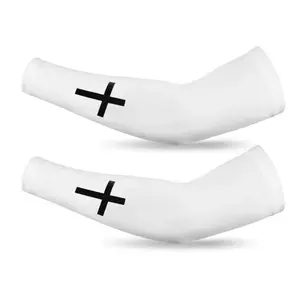 Unisex Cross Pattern Polyester Compression Arm Sleeves, Adjustable Fit, Cooling And UV Sun Protection, Functional Sports Accessories For Men And Women